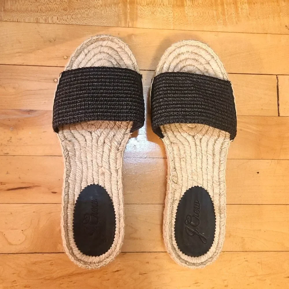 J. Crew Raffia Slip-on Espadrille Sandals
